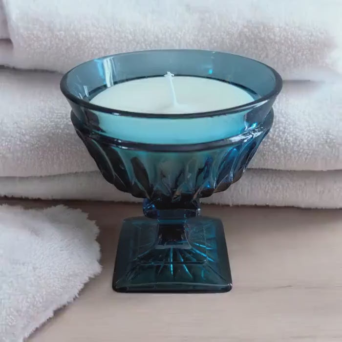 Vintage Glass Coco-Soy Candle: Fresh Barbershop Scent, Masculine Aroma