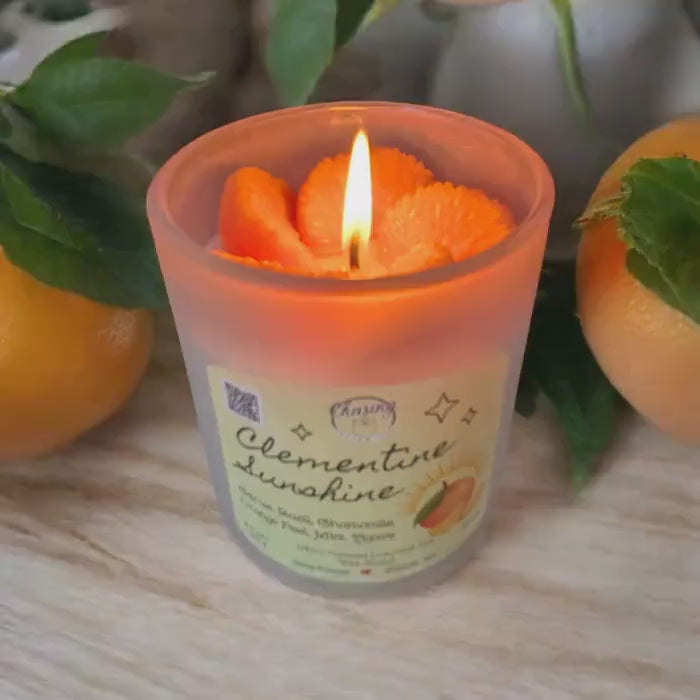 Clementine Sunshine Candle: Citrus, Basil, Chamomile Coconut Soy Candle