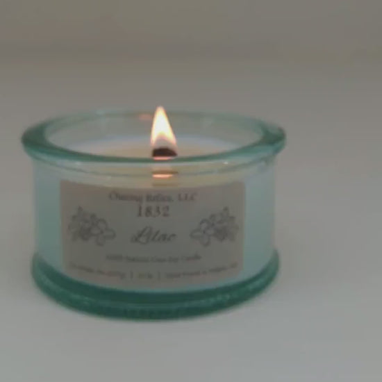 Lilac Candle in Recycled Glass | 8oz Hand-Poured Coco-Soy Wax | Wooden Wick Floral Scented Gift