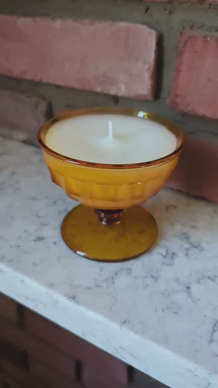 Sugar Cookie Candle: Vintage Amber Glass, Coco-Soy Wax, Upcycled Luxury