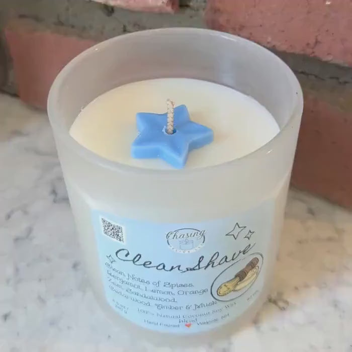 Clean Shave Candle: Bergamot, Sandalwood, Musk - Coconut Soy Wax