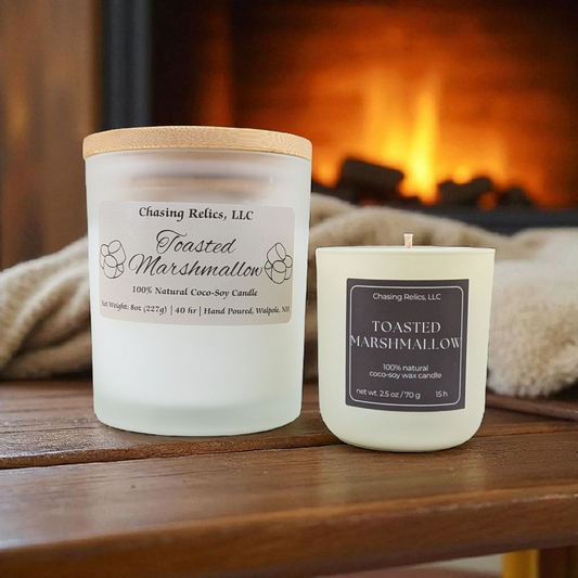Toasted Marshmallow Candle | Coco Soy Wax | Vanilla & Smoky Woods | Cozy Fall, Winter Scent | 8oz or 2.5oz Candle Gift